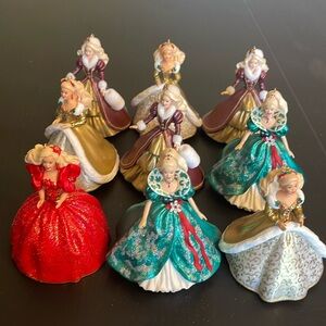 Hallmark Holiday Barbie Ornaments 9 total